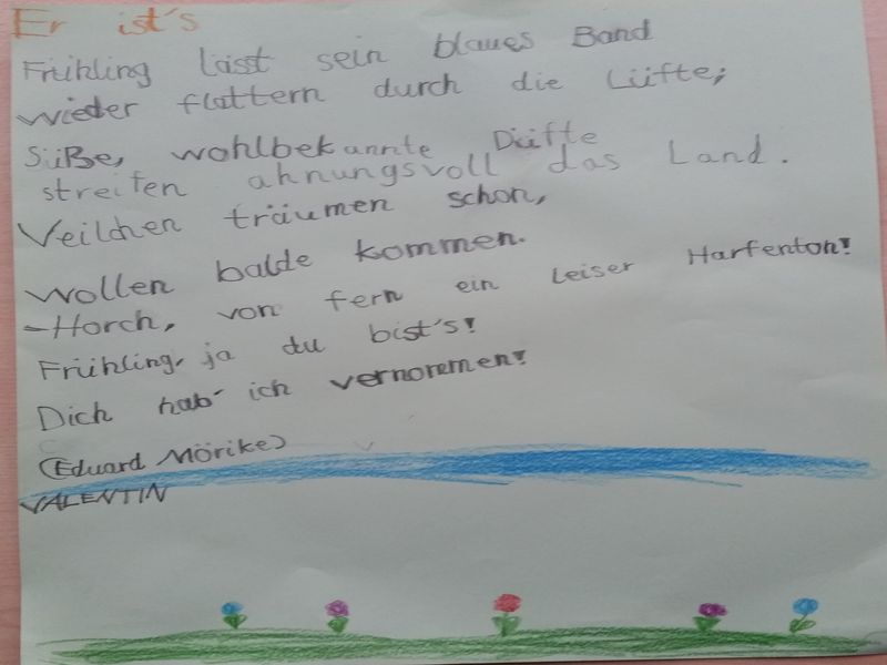 GSClaudiusschule Wir lernen trotz Schulschließung: Das Gedicht